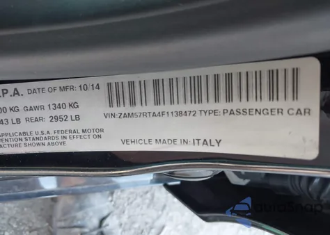 2015 Maserati Ghibli S Q4 z USA, uszkodzony, nr VIN ZAM57RTA4F1138472
